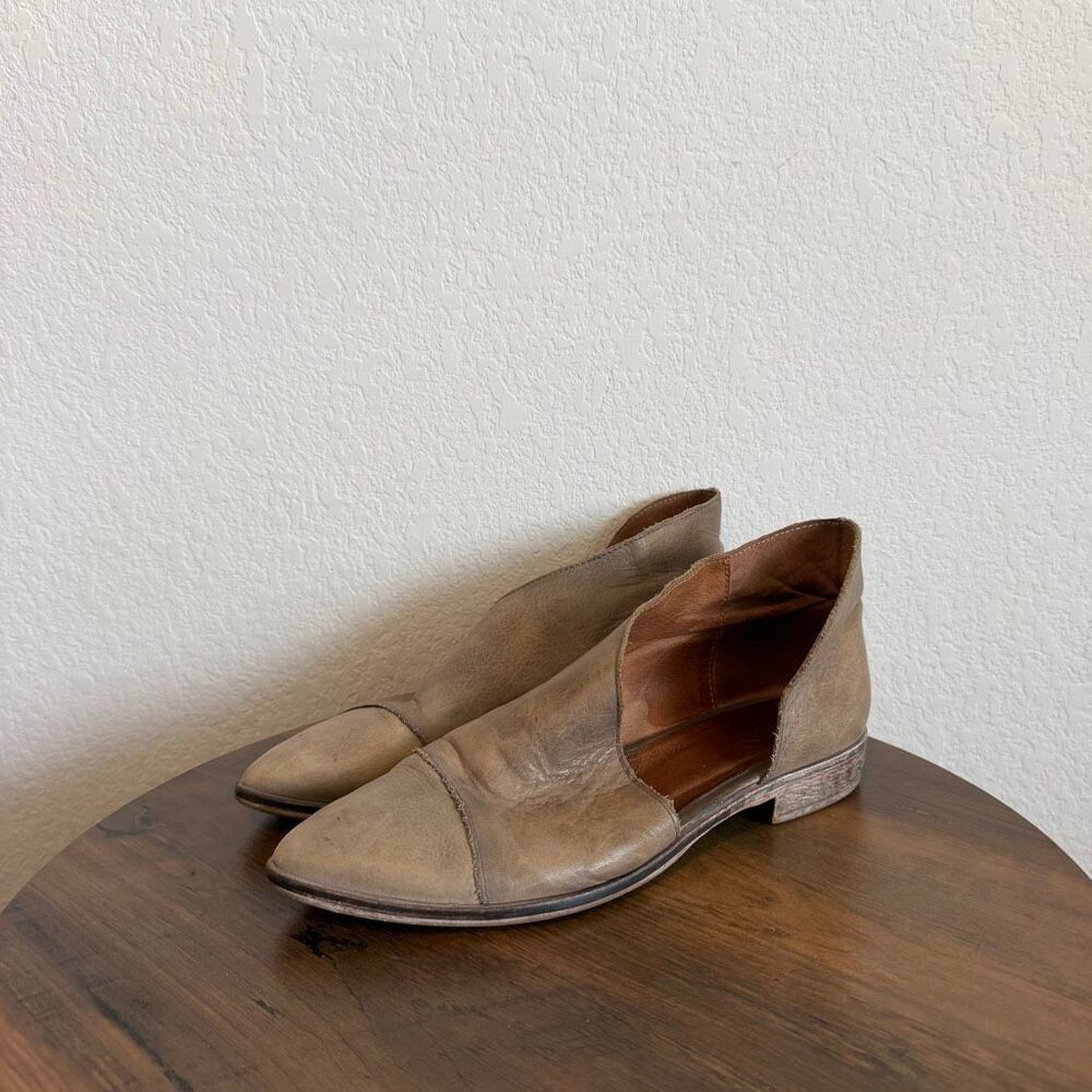 Free People Brown Leather Royale Slip-On Cut-Out Flats Women's Size 38 US 8